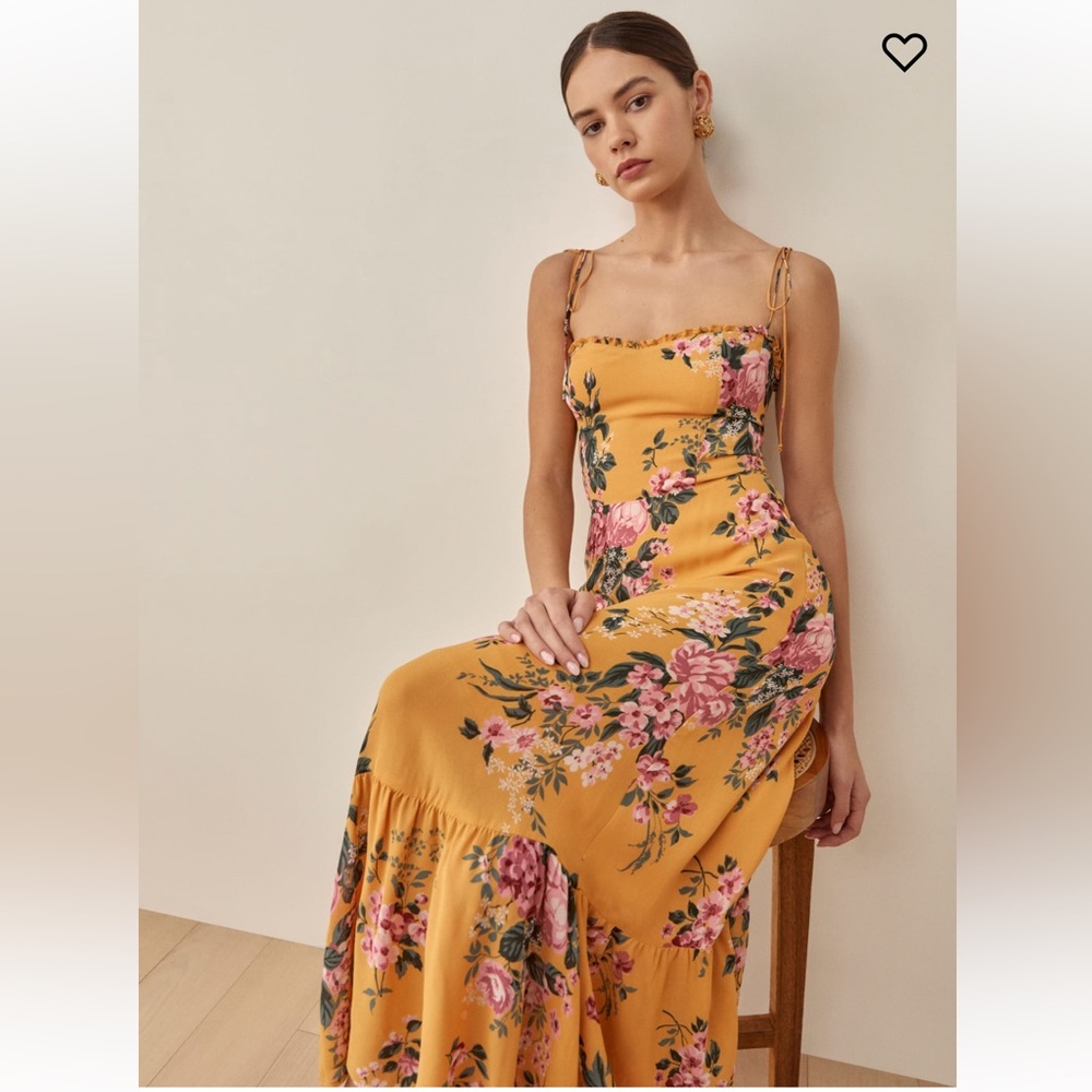 Reformation Yellow Floral Dress